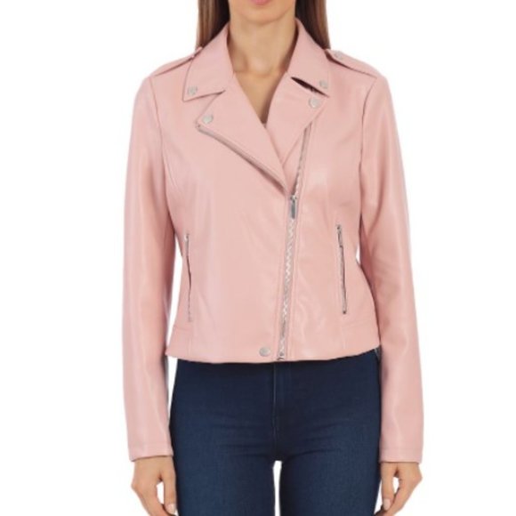 Bagatelle pink top leather jacket
